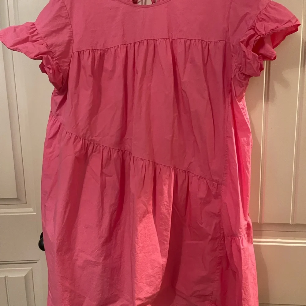 WHO WHAT WEAR Women’s asymmetrical tier pink ruffle short sleeve dress.  XXL - Picture 4 of 16